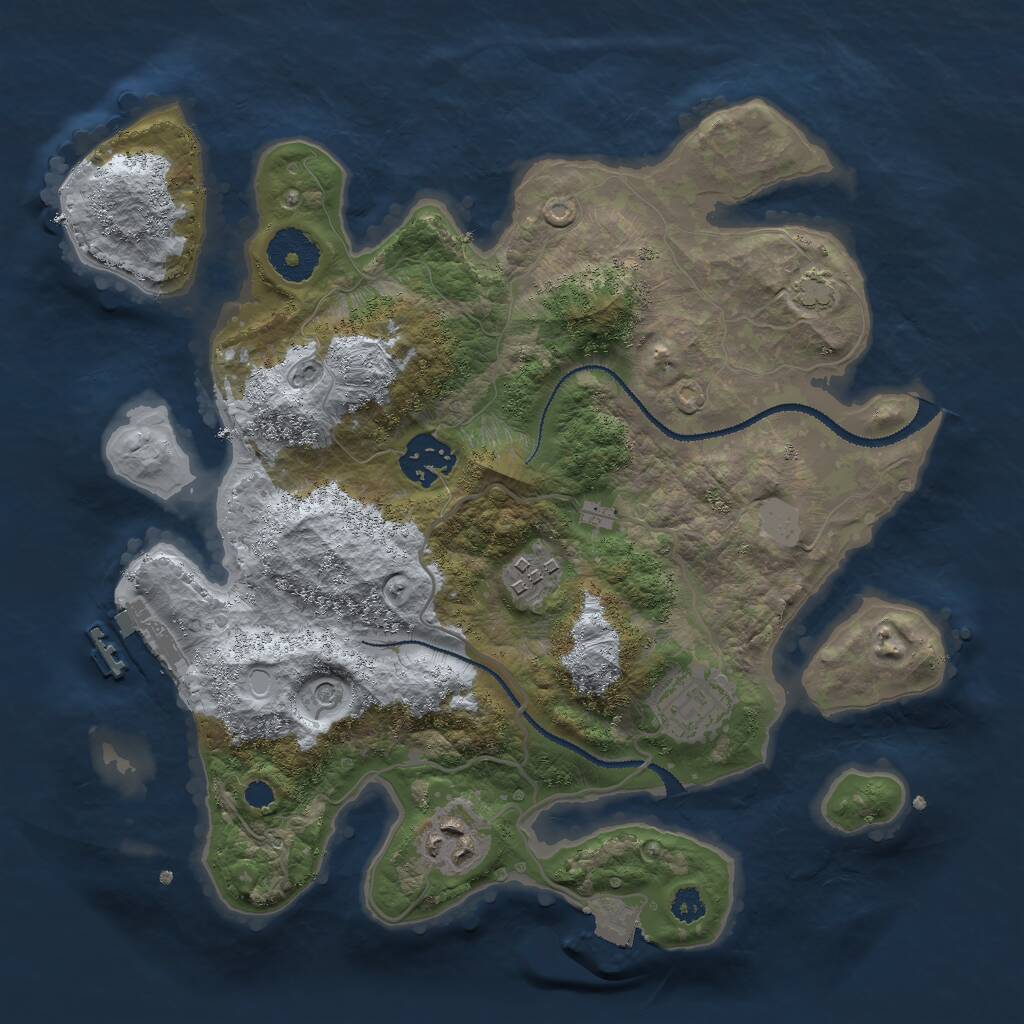 Rust Map: Procedural Map, Size: 3000, Seed: 680619, 8 Monuments