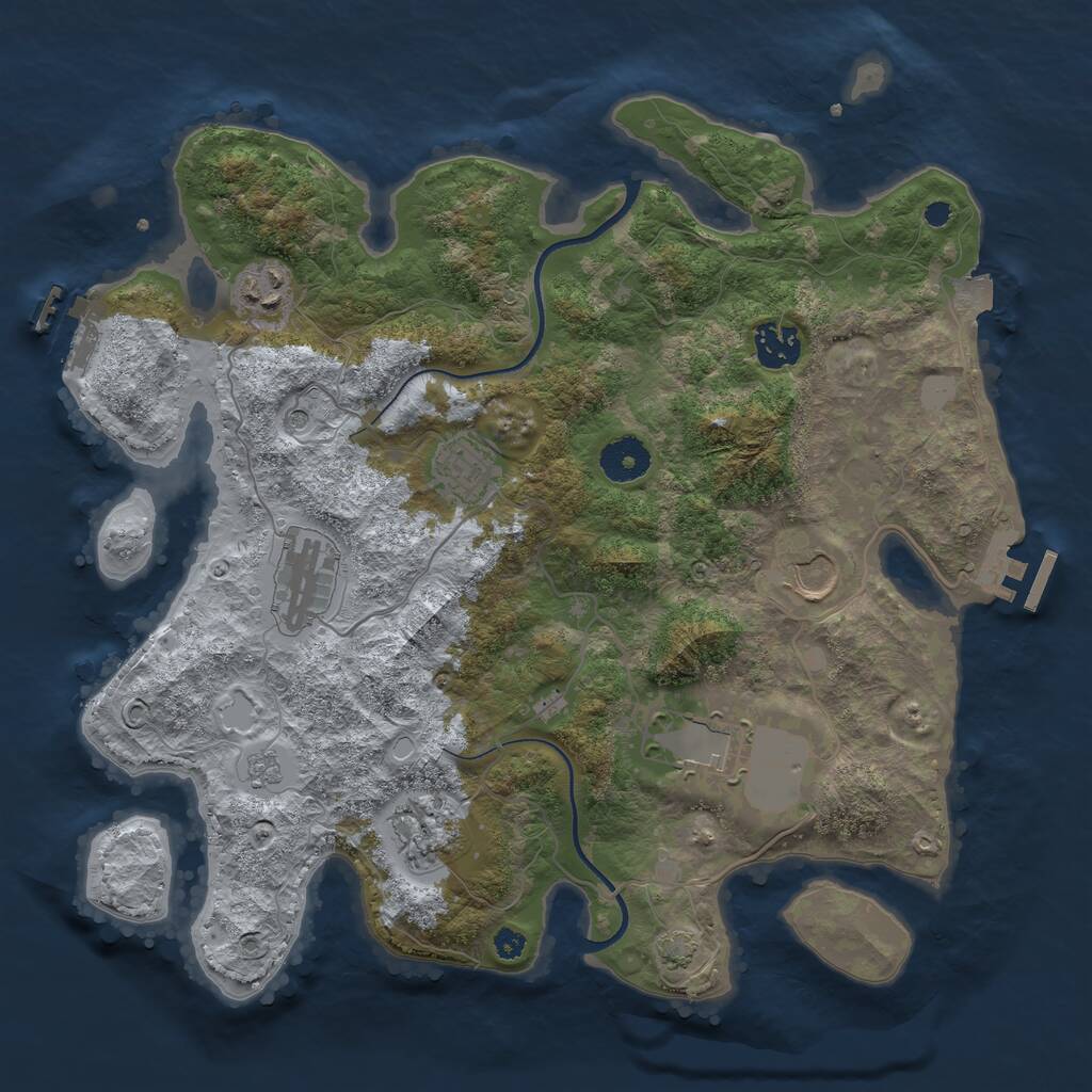 Rust Map: Procedural Map, Size: 3500, Seed: 147258369, 13 Monuments
