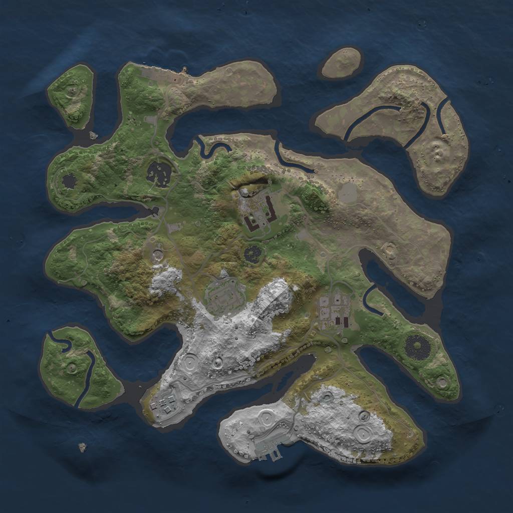 Rust Map: Procedural Map, Size: 3000, Seed: 486141, 13 Monuments