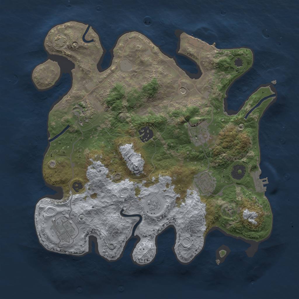 Rust Map: Procedural Map, Size: 3000, Seed: 39966, 13 Monuments