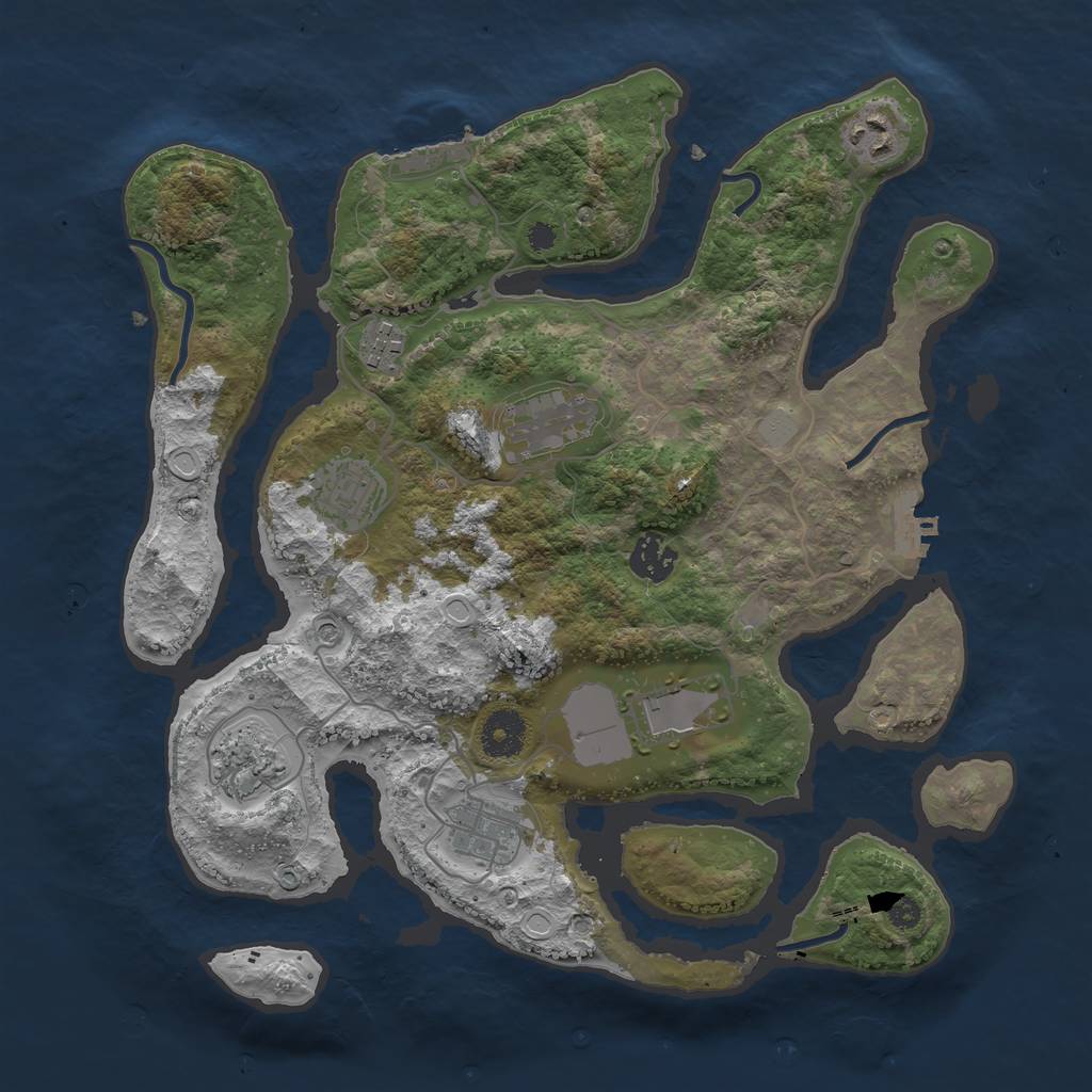 Rust Map: Procedural Map, Size: 3500, Seed: 1057149786, 16 Monuments