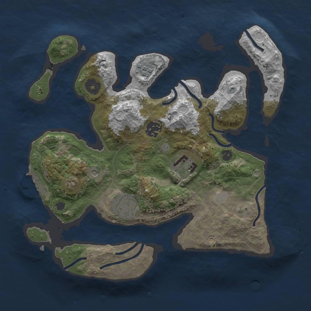 Rust Map: Procedural Map, Size: 3000, Seed: 642727, 11 Monuments