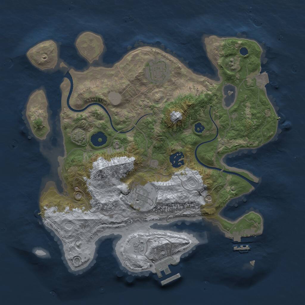 Rust Map: Procedural Map, Size: 3000, Seed: 1791233391, 9 Monuments