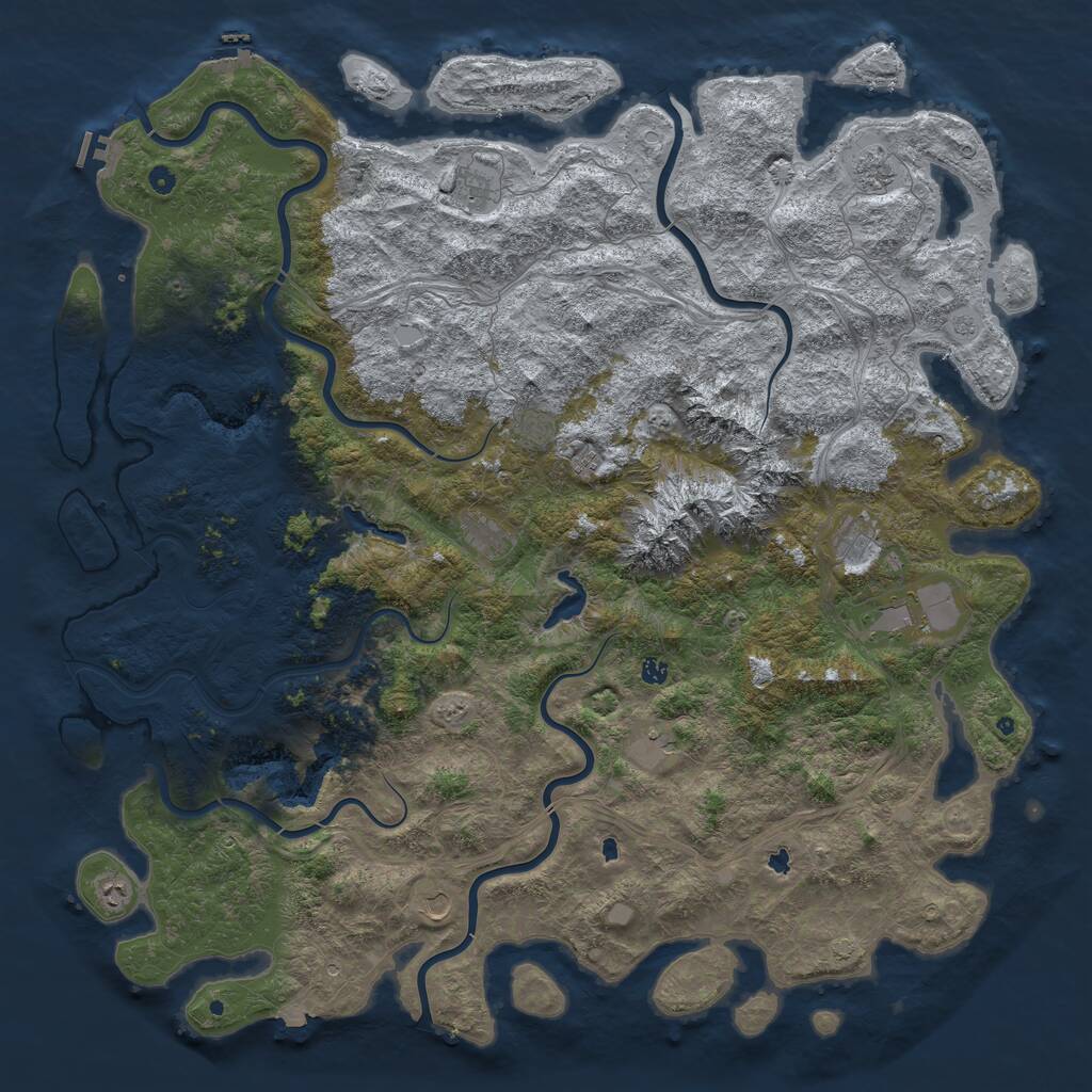 Rust Map: Procedural Map, Size: 6000, Seed: 1056821982, 17 Monuments