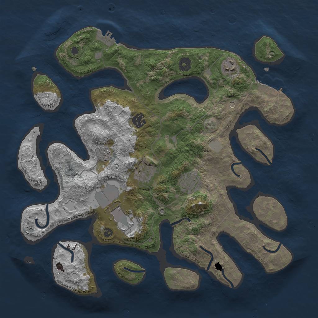 Rust Map: Procedural Map, Size: 3500, Seed: 477444330, 14 Monuments