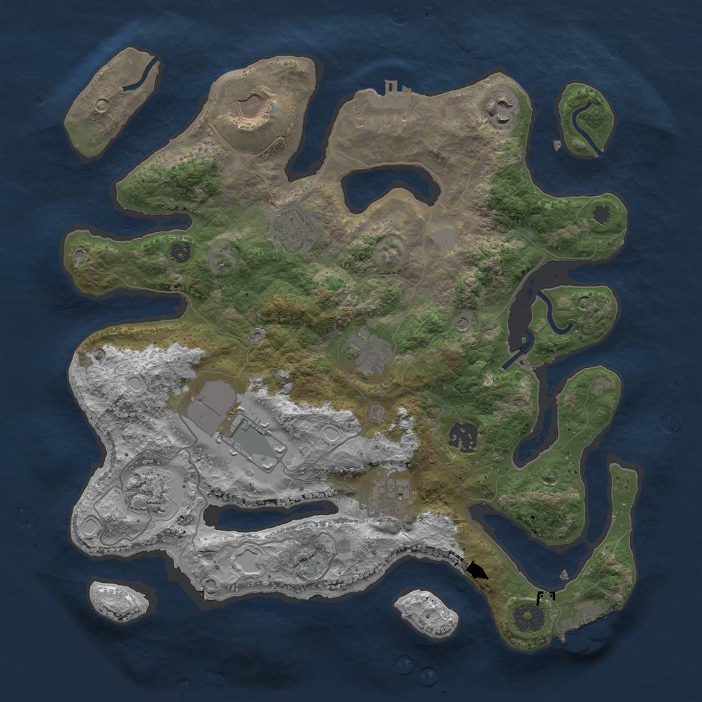 Rust Map: Procedural Map, Size: 3500, Seed: 427504949, 16 Monuments