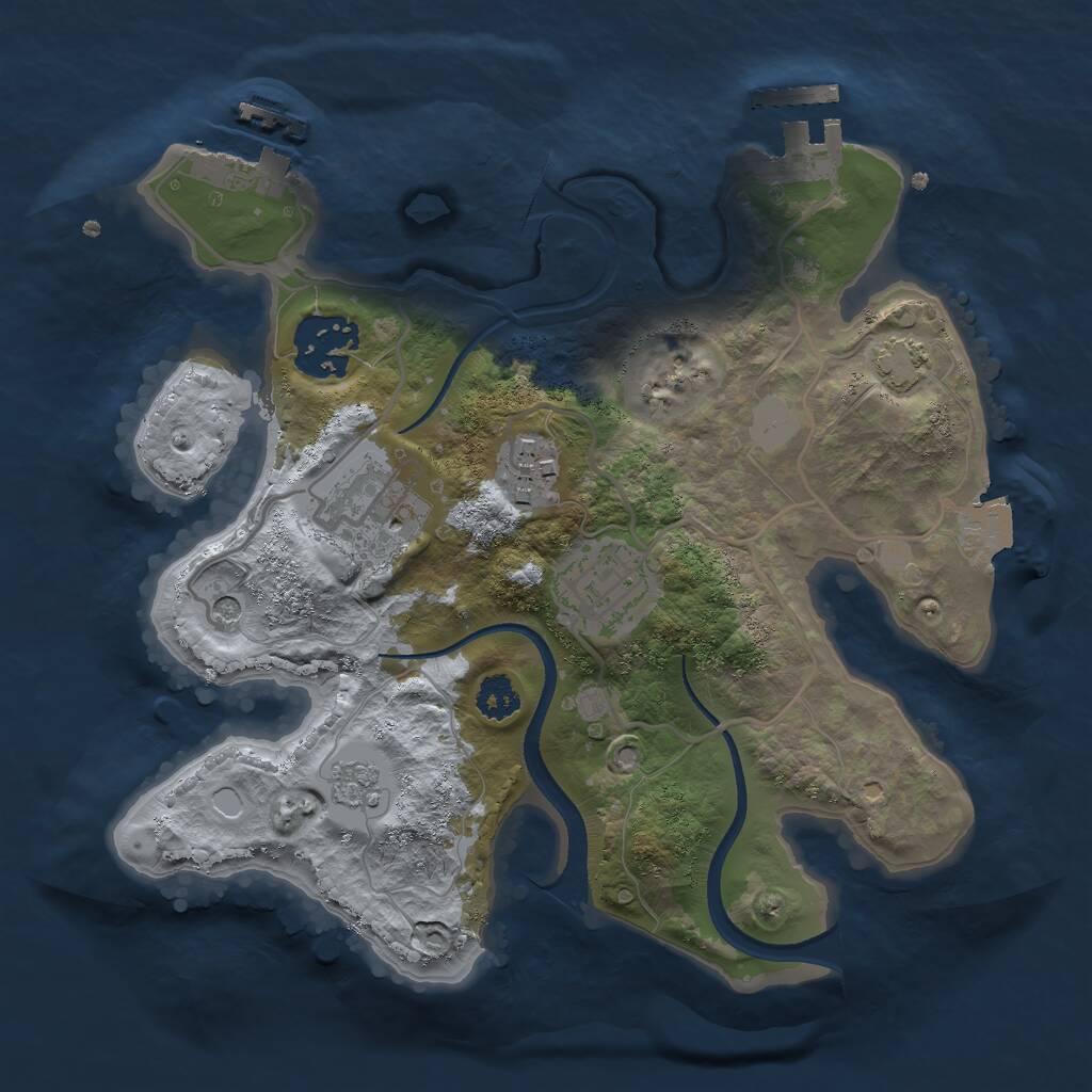 Rust Map: Procedural Map, Size: 2500, Seed: 4533, 10 Monuments