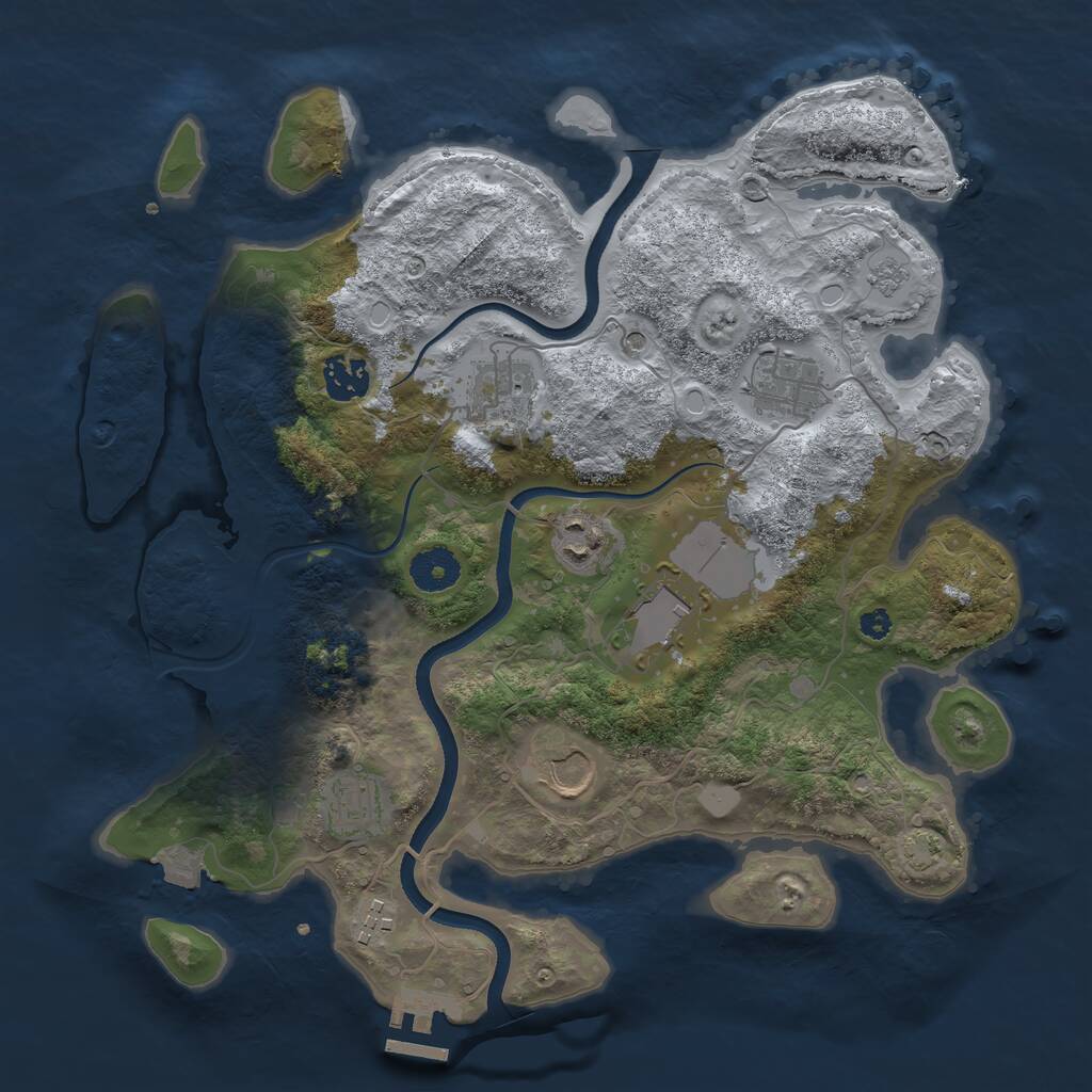 Rust Map: Procedural Map, Size: 3500, Seed: 989898, 13 Monuments