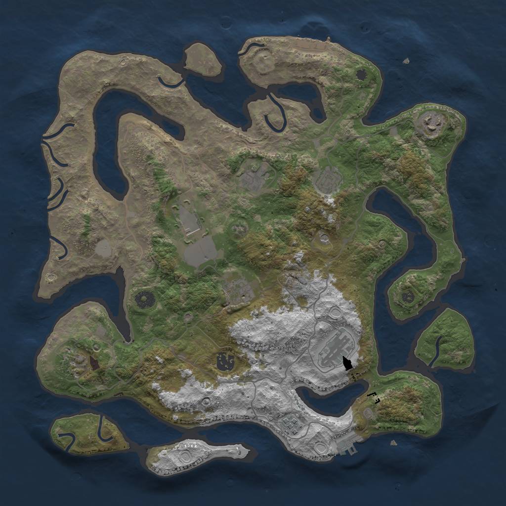 Rust Map: Procedural Map, Size: 4000, Seed: 1234566, 17 Monuments