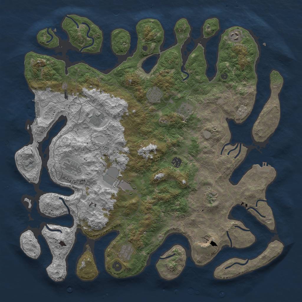 Rust Map: Procedural Map, Size: 4650, Seed: 19349878, 19 Monuments