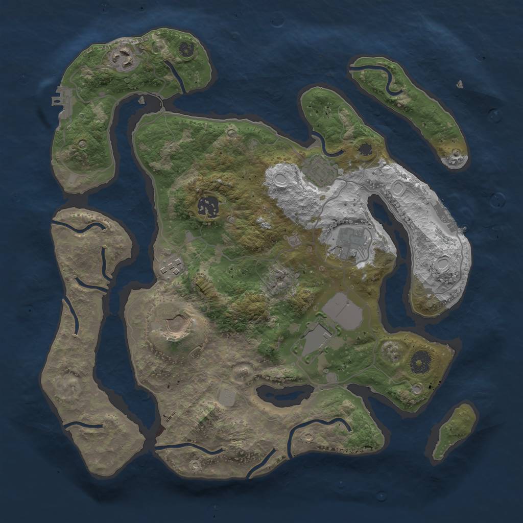 Rust Map: Procedural Map, Size: 3500, Seed: 1830770972, 14 Monuments