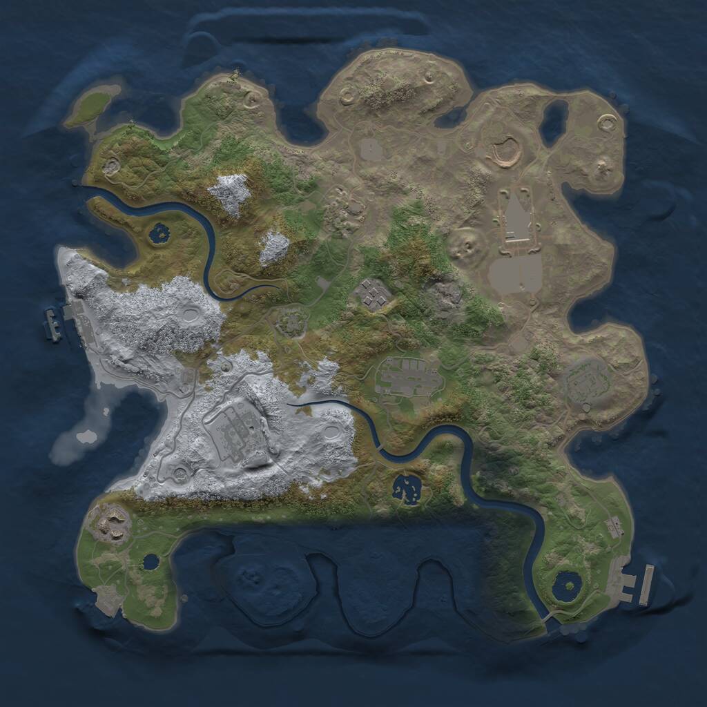 Rust Map: Procedural Map, Size: 3500, Seed: 838687839, 14 Monuments