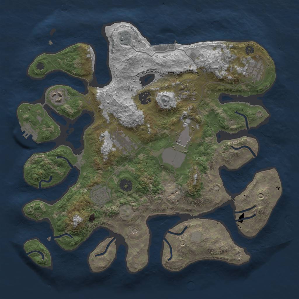 Rust Map: Procedural Map, Size: 3500, Seed: 863128426, 16 Monuments