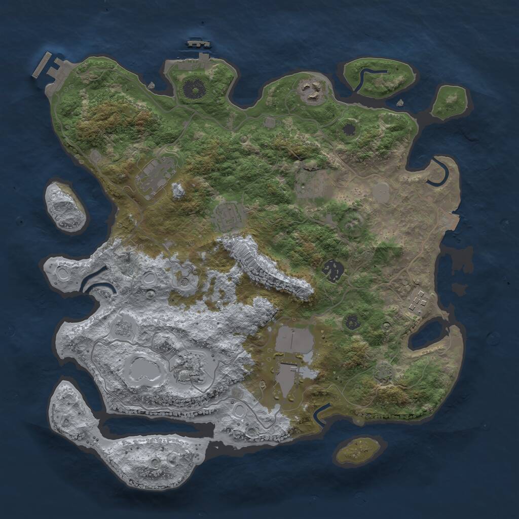 Rust Map: Procedural Map, Size: 3600, Seed: 522098603, 14 Monuments