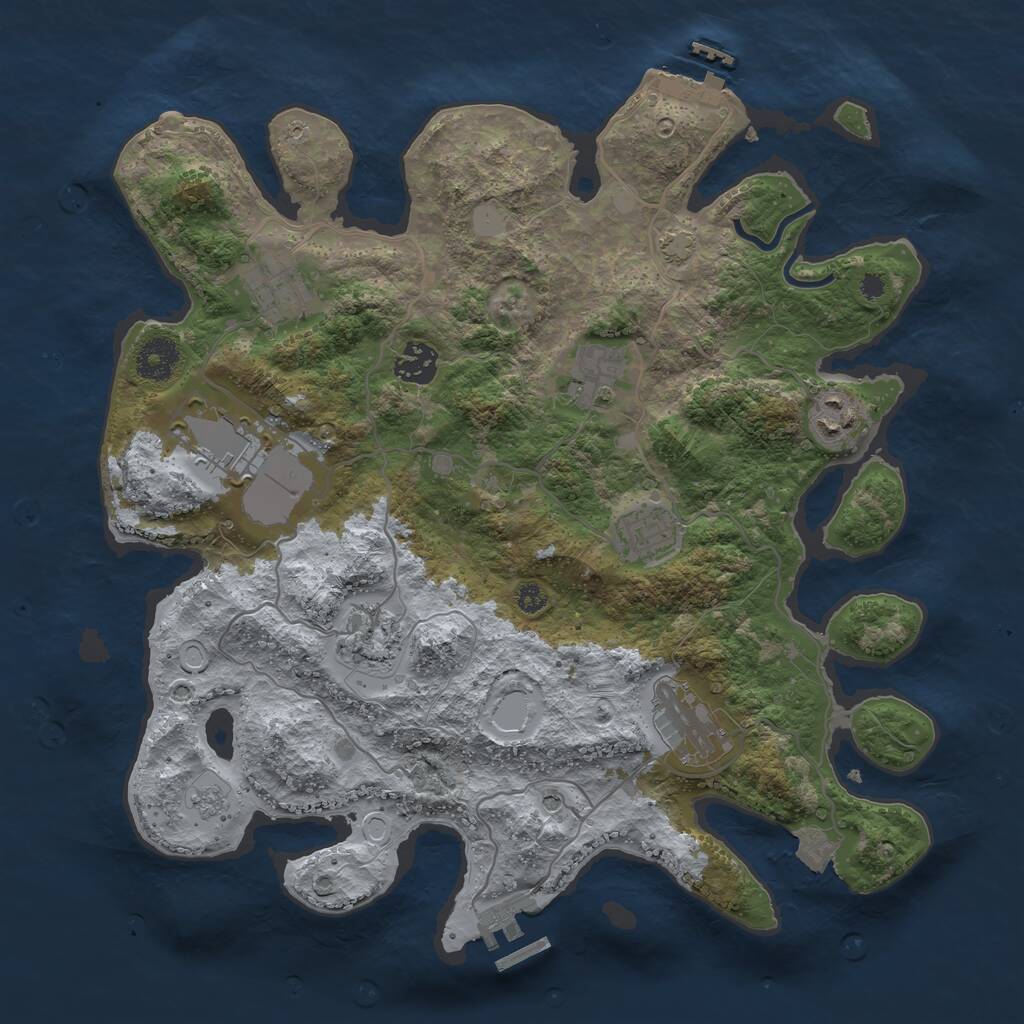 Rust Map: Procedural Map, Size: 3550, Seed: 788692, 14 Monuments