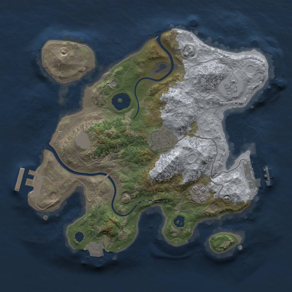 Rust Map: Procedural Map, Size: 2500, Seed: 464675337, 6 Monuments