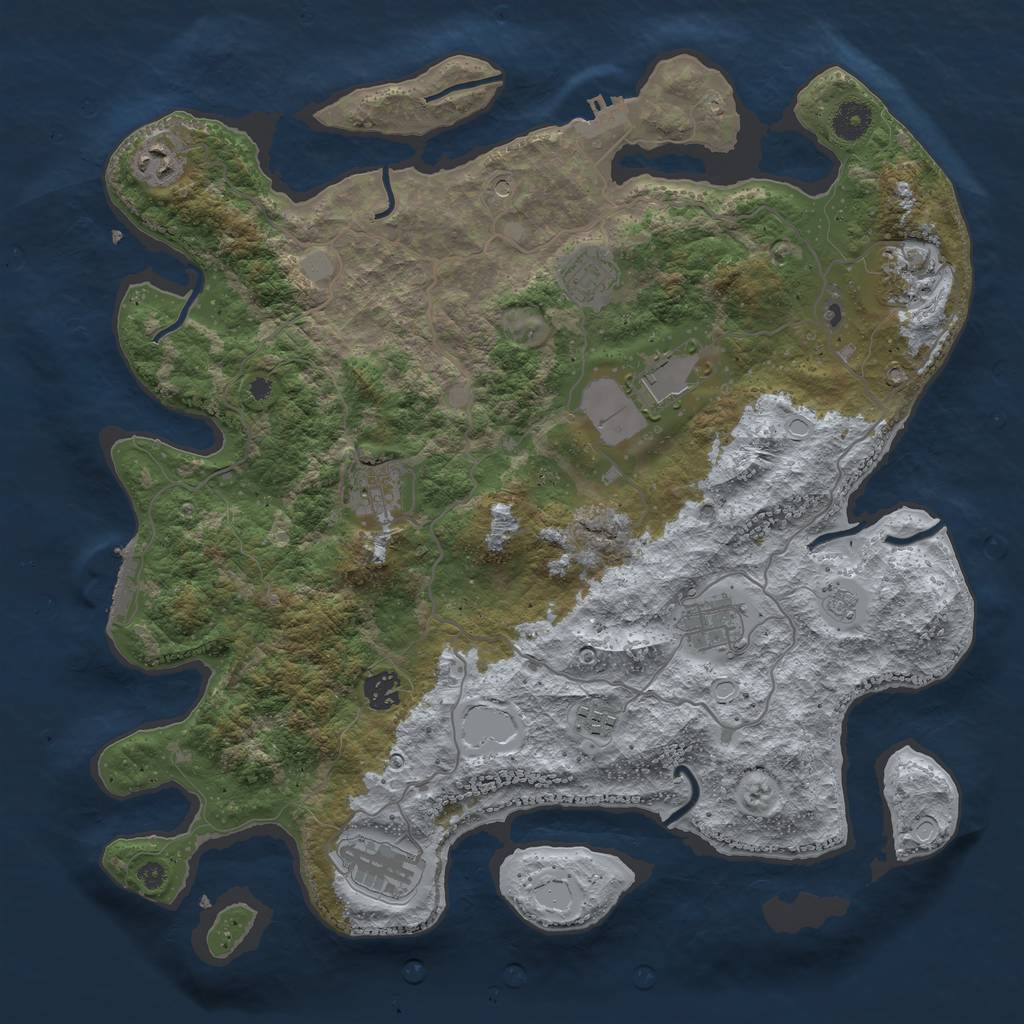 Rust Map: Procedural Map, Size: 4000, Seed: 665952528, 16 Monuments