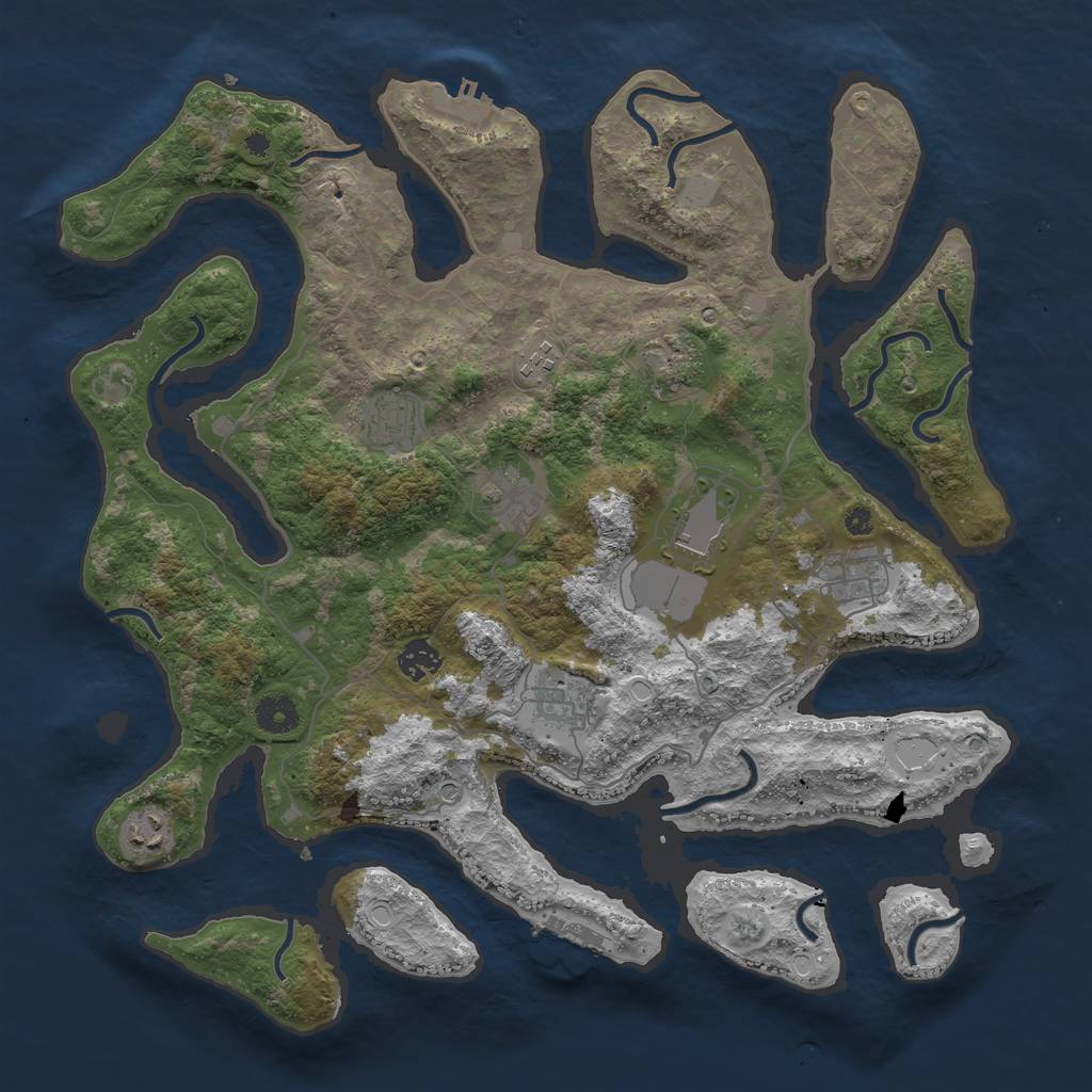 Rust Map: Procedural Map, Size: 4000, Seed: 1998180914, 17 Monuments