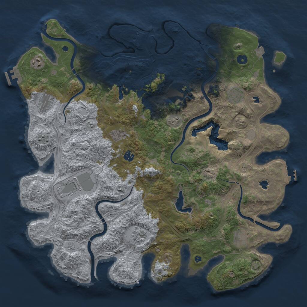 Rust Map: Procedural Map, Size: 4500, Seed: 92384322, 16 Monuments
