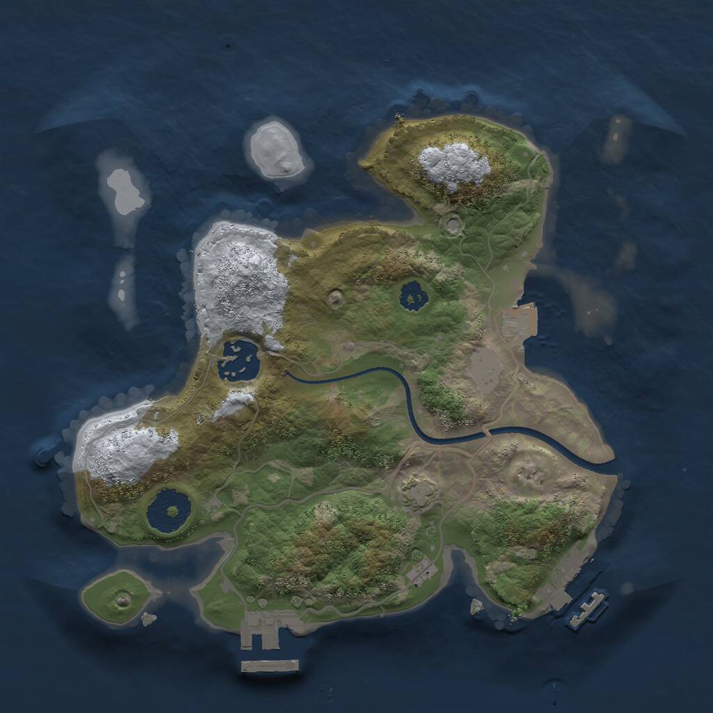 Rust Map: Procedural Map, Size: 2500, Seed: 7177717, 5 Monuments