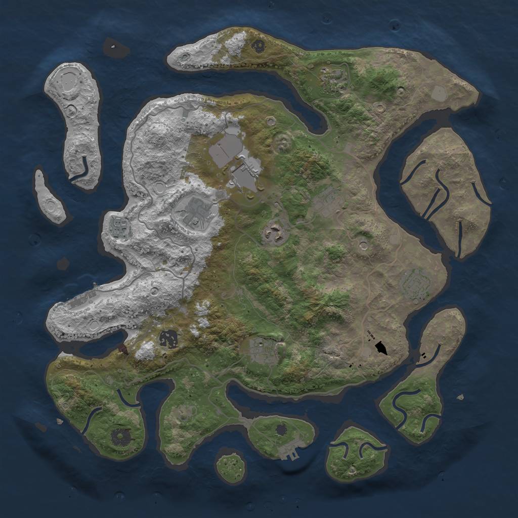 Rust Map: Procedural Map, Size: 4000, Seed: 379933472, 17 Monuments