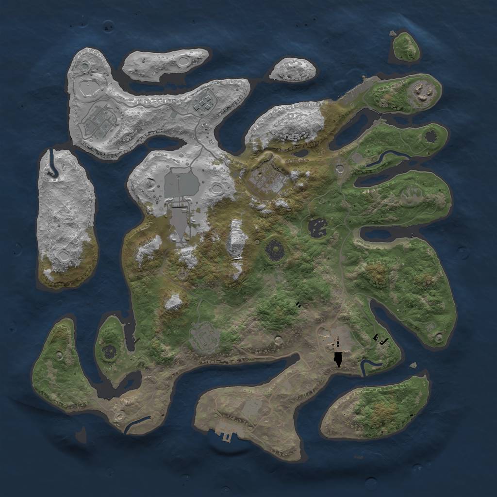 Rust Map: Procedural Map, Size: 3750, Seed: 12340, 16 Monuments