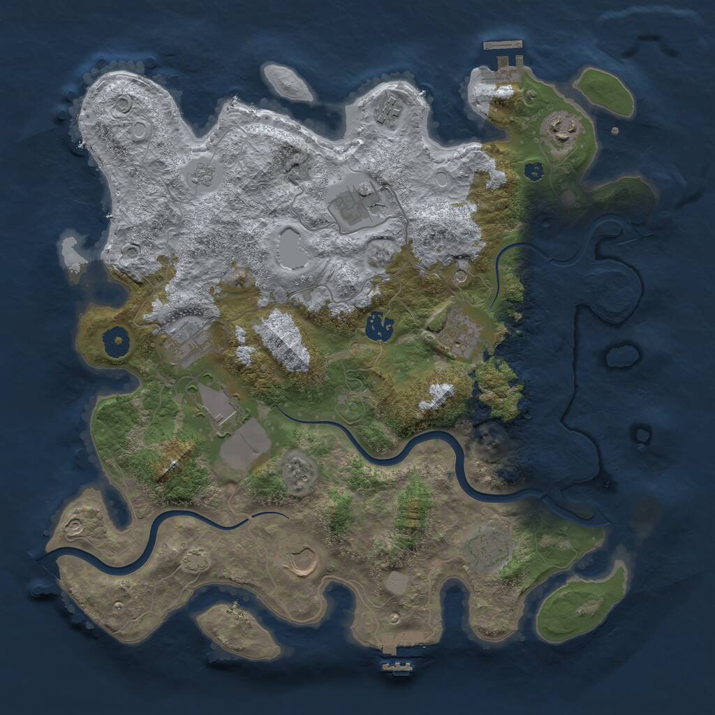 Rust Map: Procedural Map, Size: 3700, Seed: 123449614, 15 Monuments