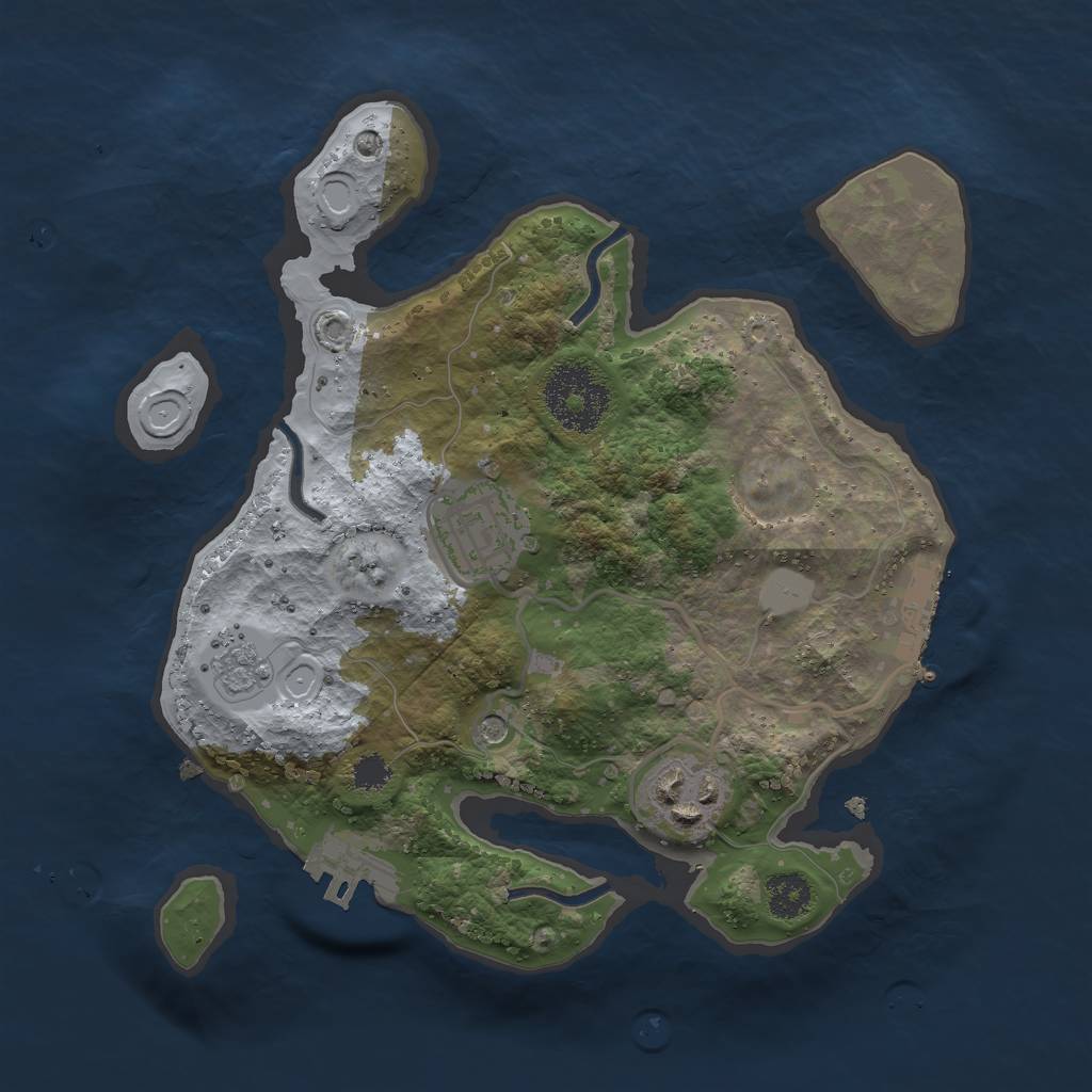 Rust Map: Procedural Map, Size: 2500, Seed: 54365, 9 Monuments