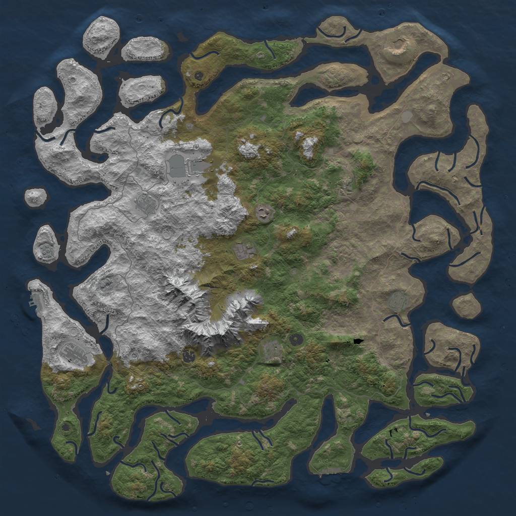 Rust Map: Procedural Map, Size: 6000, Seed: 210396, 19 Monuments
