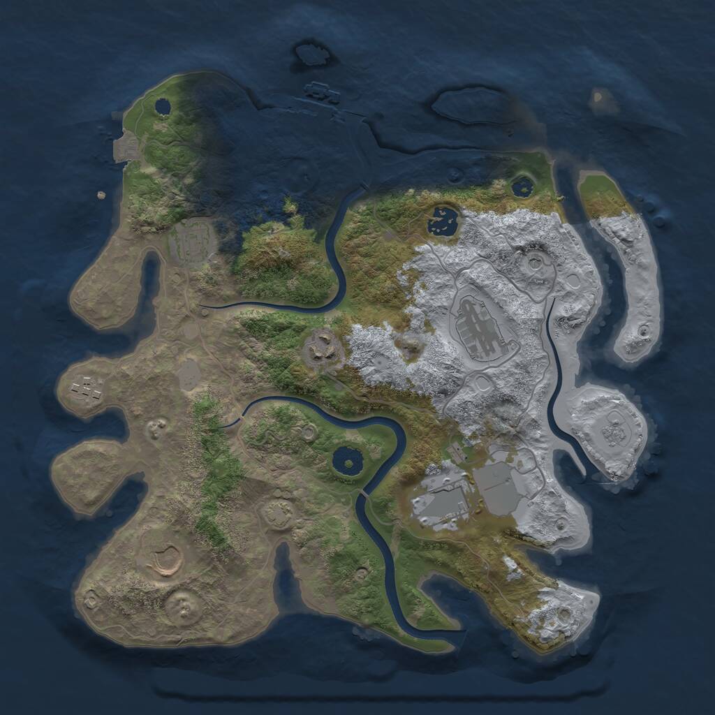 Rust Map: Procedural Map, Size: 3550, Seed: 598167, 12 Monuments