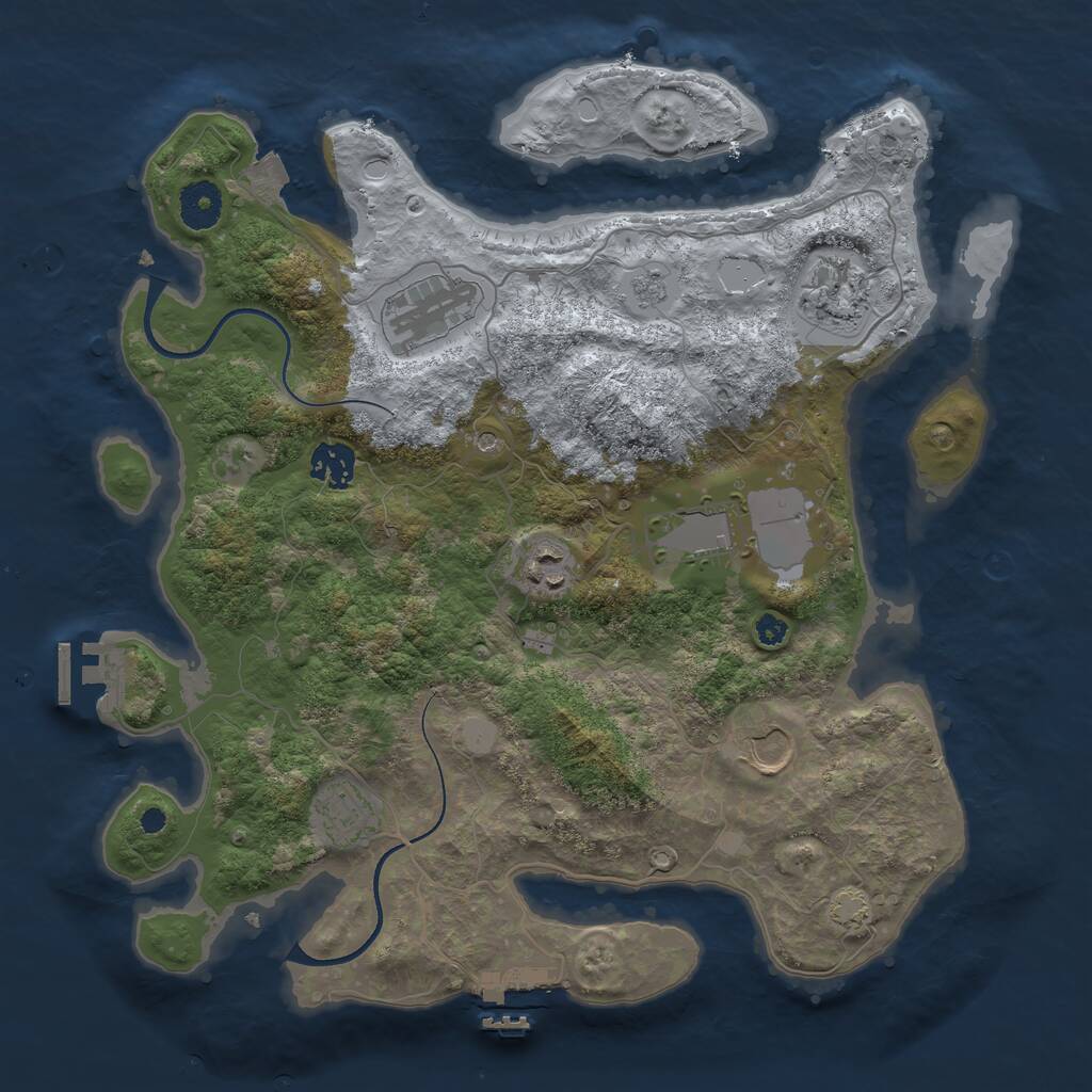 Rust Map: Procedural Map, Size: 3550, Seed: 588203, 13 Monuments