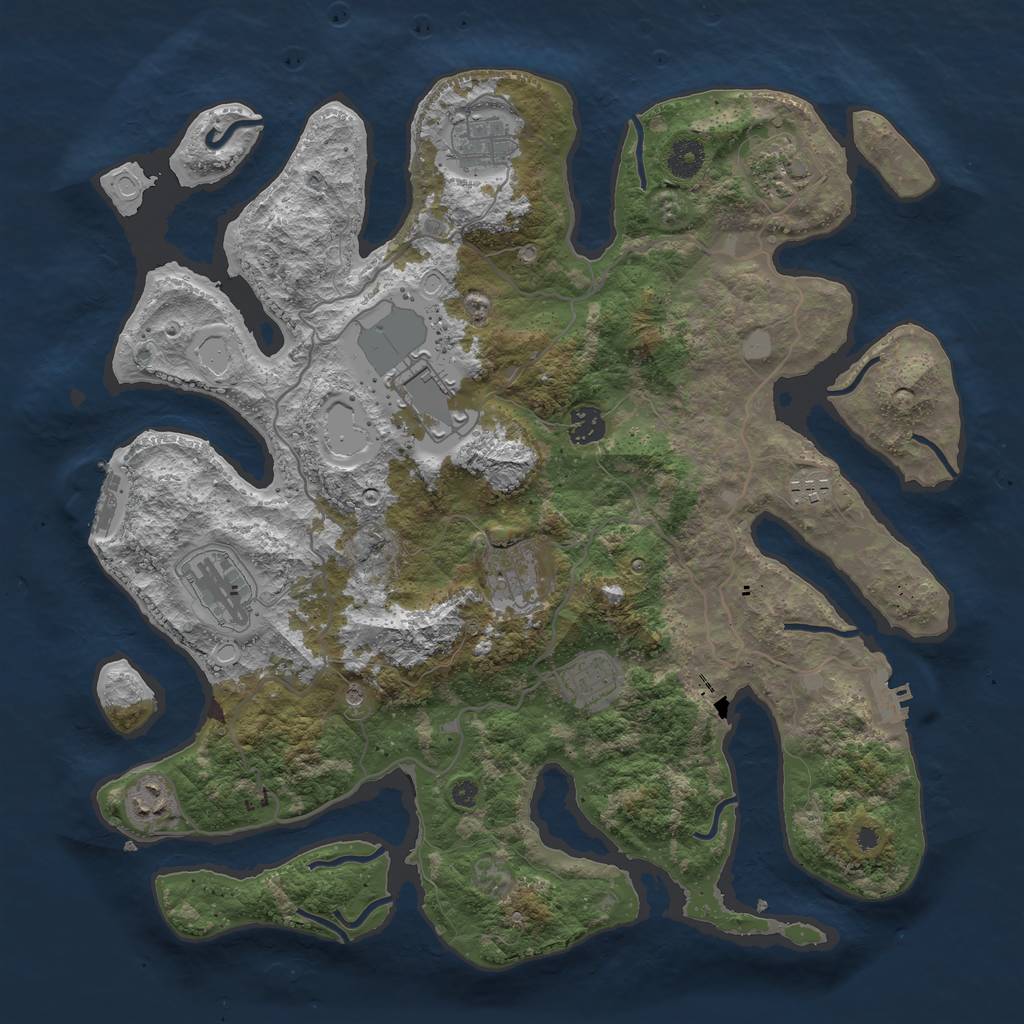 Rust Map: Procedural Map, Size: 4000, Seed: 1608, 17 Monuments