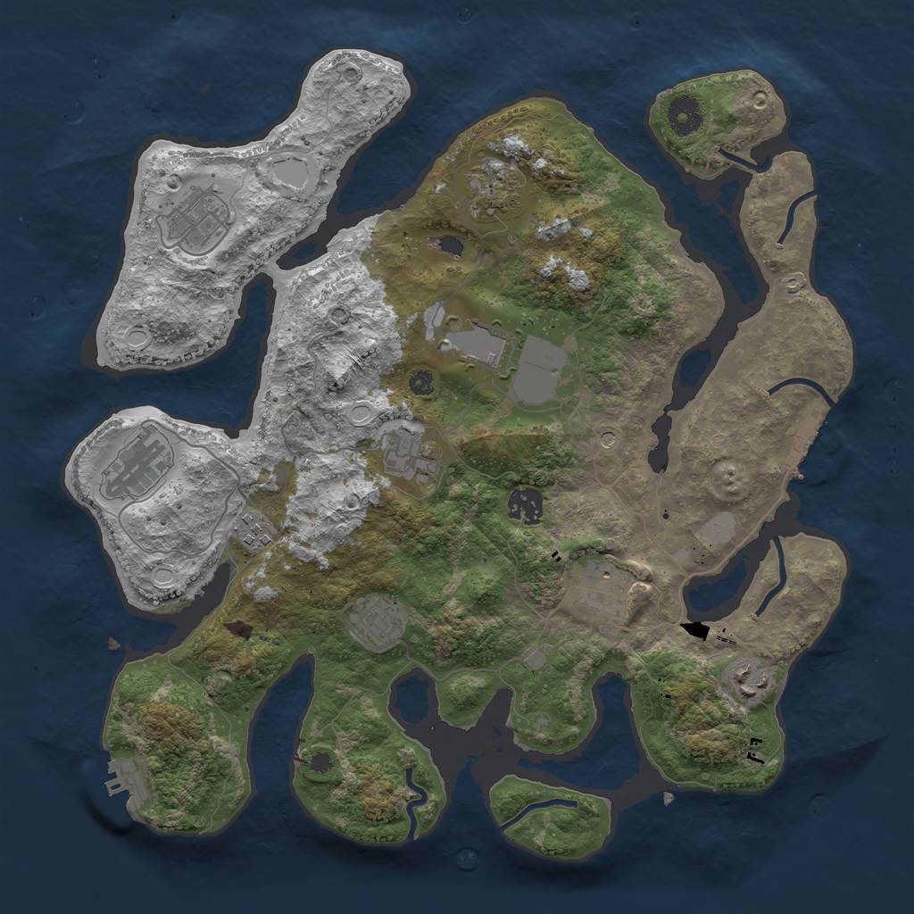 Rust Map: Procedural Map, Size: 3700, Seed: 1927872008, 18 Monuments
