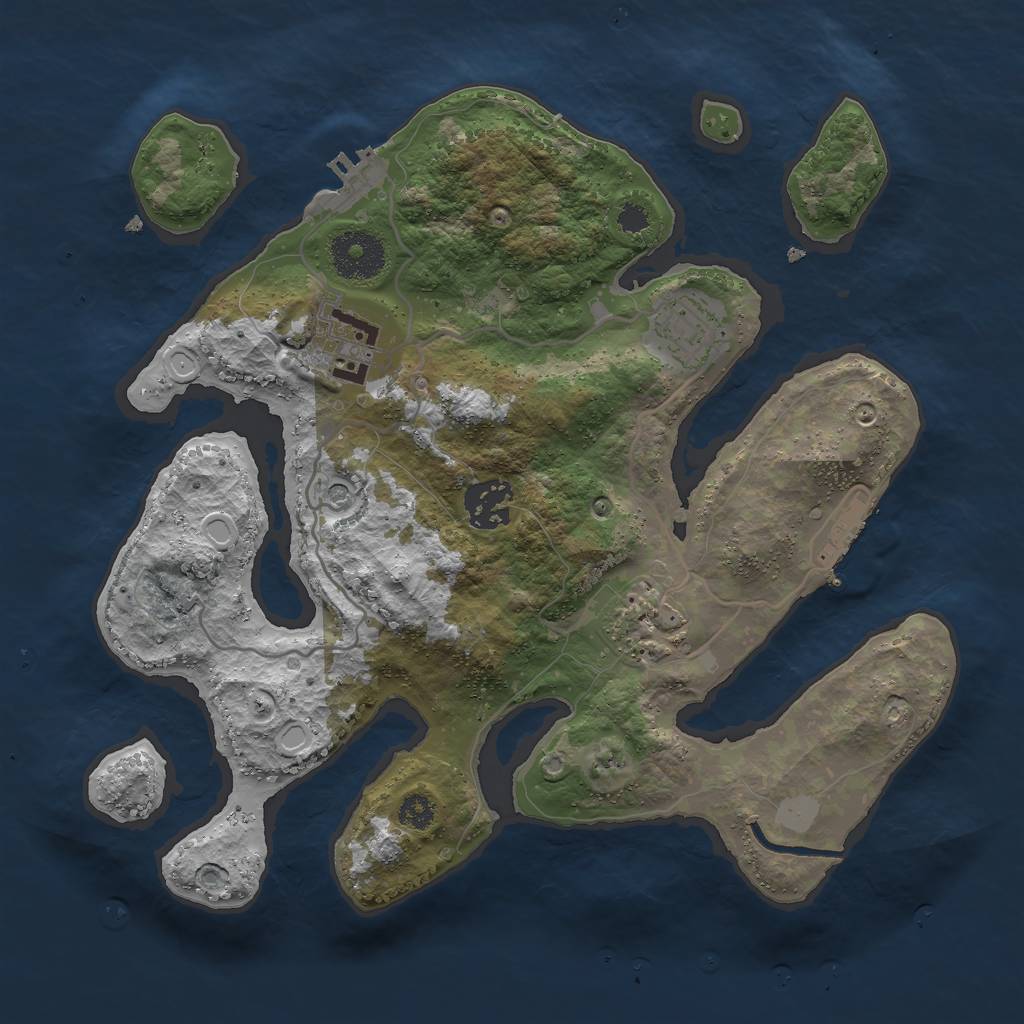 Rust Map: Procedural Map, Size: 3000, Seed: 87101, 12 Monuments