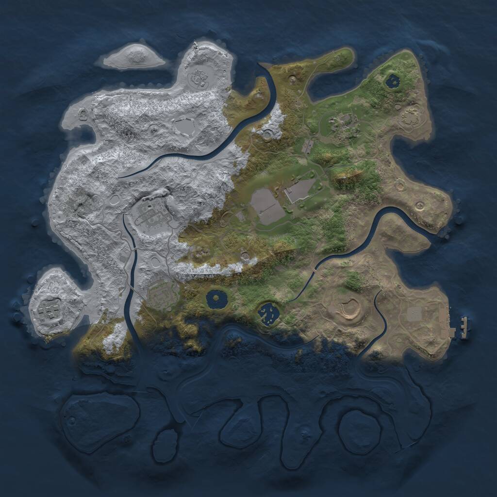 Rust Map: Procedural Map, Size: 3600, Seed: 1410682698, 12 Monuments