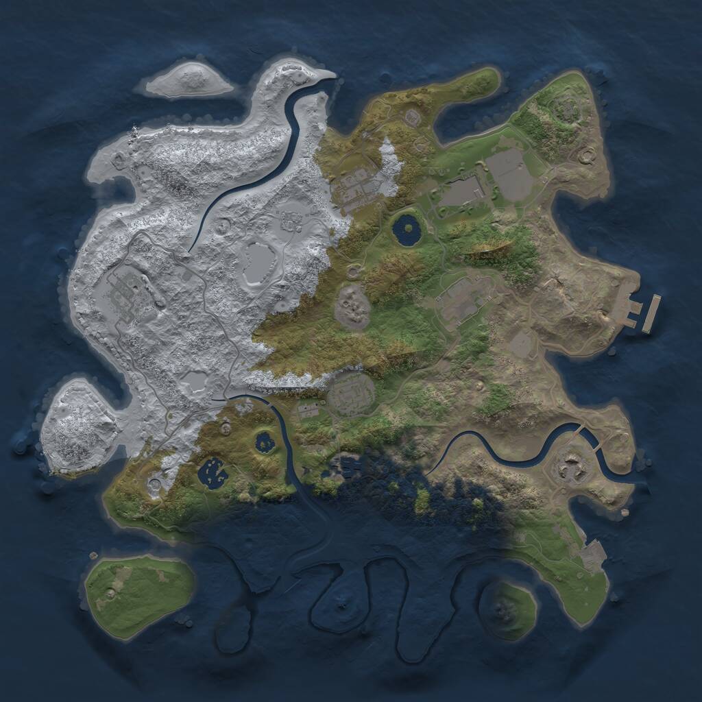 Rust Map: Procedural Map, Size: 3600, Seed: 1410682698, 13 Monuments