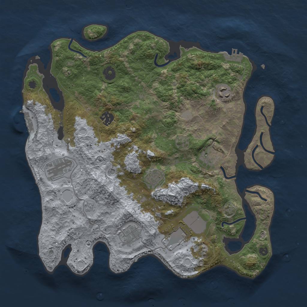 Rust Map: Procedural Map, Size: 3500, Seed: 52603414, 15 Monuments