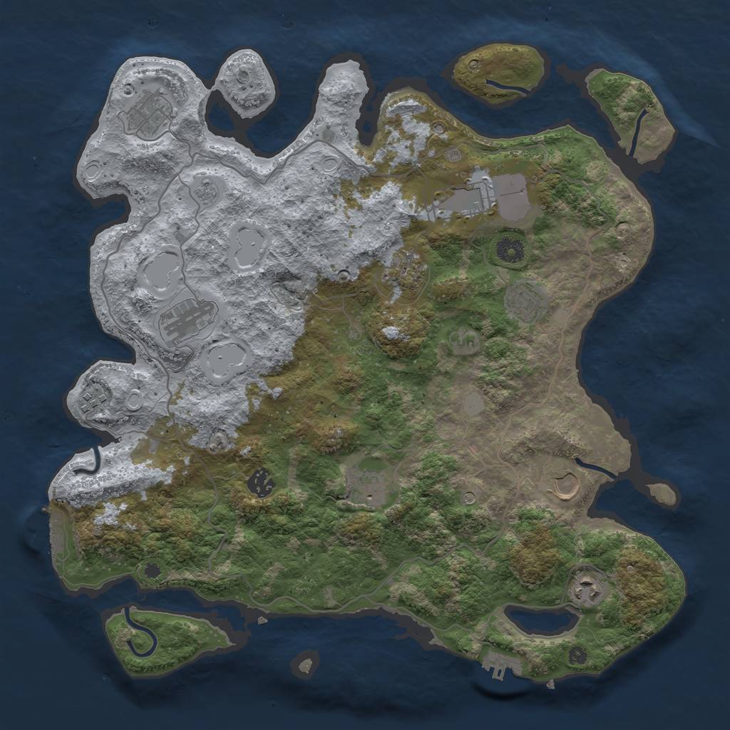 Rust Map: Procedural Map, Size: 4000, Seed: 567894587, 17 Monuments