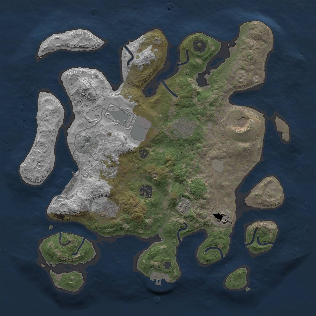 Rust Map: Procedural Map, Size: 3550, Seed: 575812, 15 Monuments