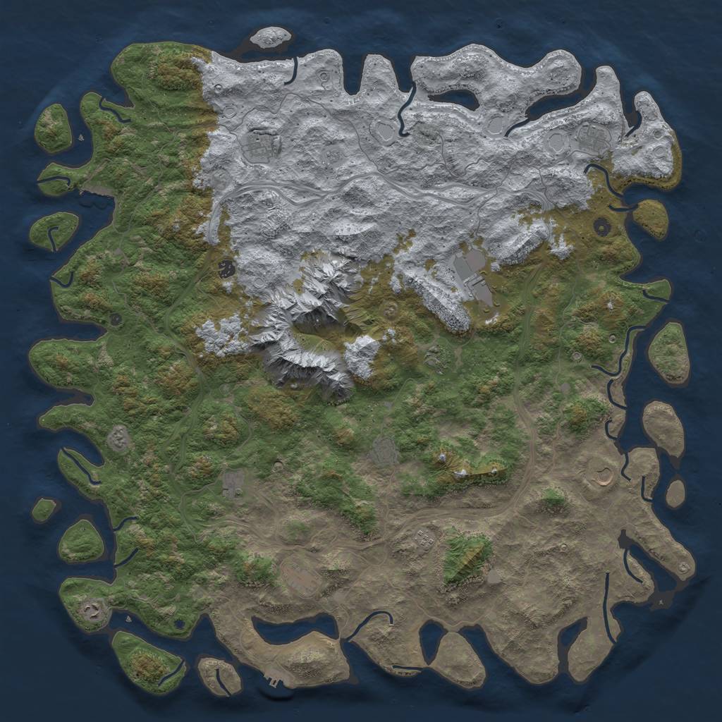 Rust Map: Procedural Map, Size: 6000, Seed: 492961526, 18 Monuments