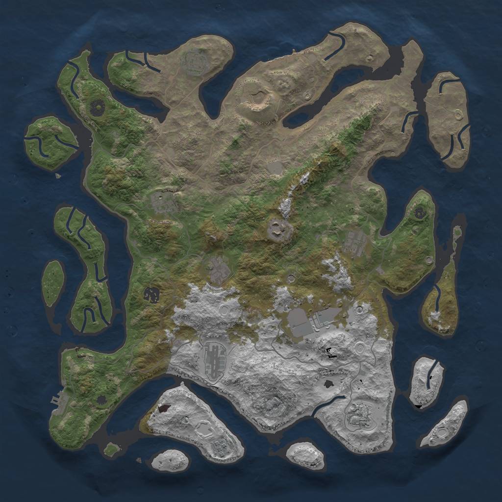 Rust Map: Procedural Map, Size: 4500, Seed: 5957, 19 Monuments