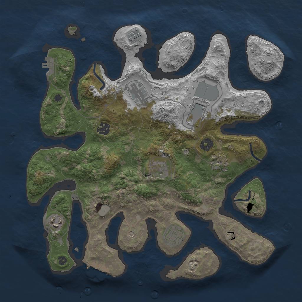 Rust Map: Procedural Map, Size: 3500, Seed: 567573805, 16 Monuments