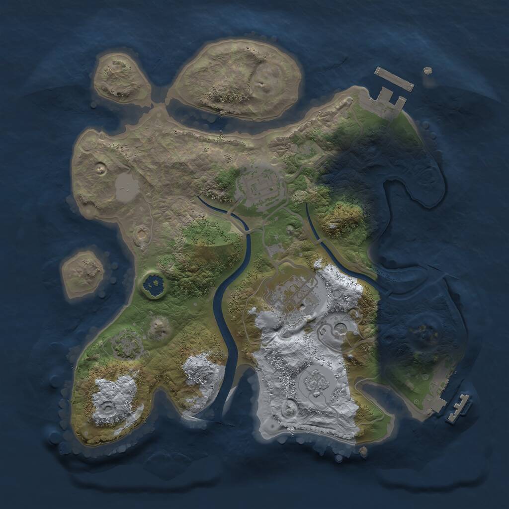 Rust Map: Procedural Map, Size: 2500, Seed: 3666, 8 Monuments