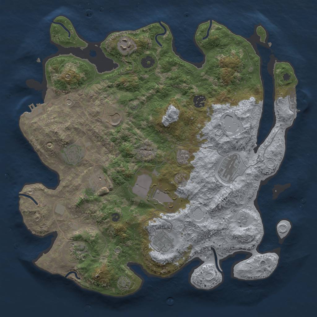 Rust Map: Procedural Map, Size: 3700, Seed: 1816893458, 18 Monuments