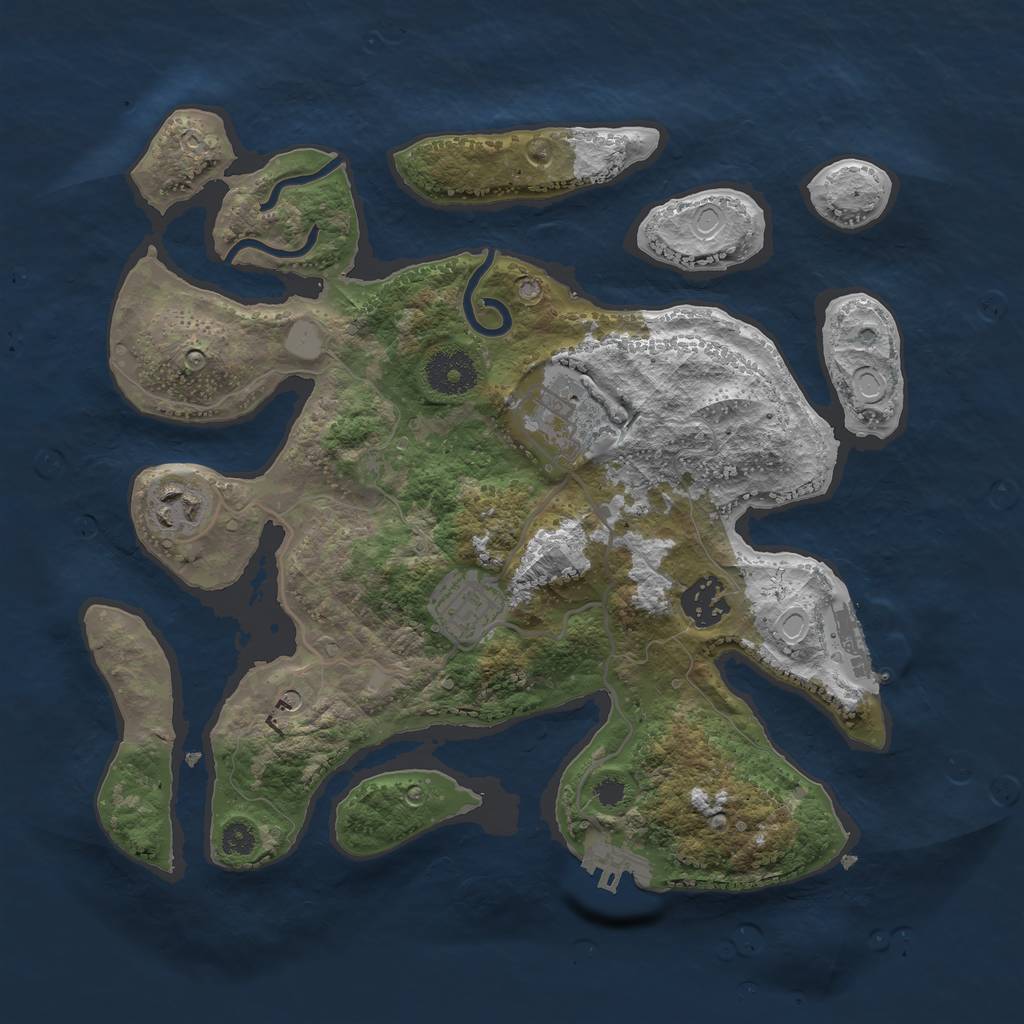 Rust Map: Procedural Map, Size: 3200, Seed: 18517, 12 Monuments
