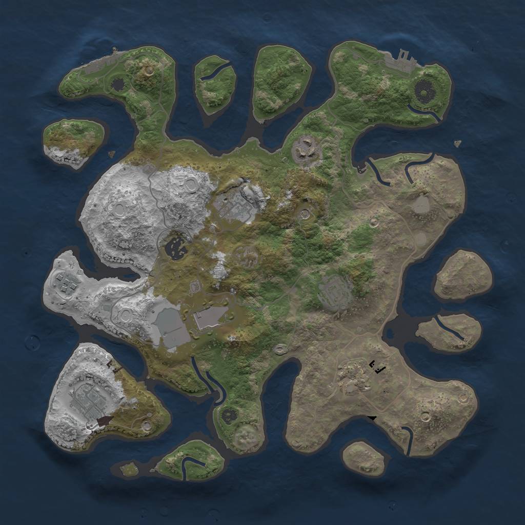 Rust Map: Procedural Map, Size: 3550, Seed: 715930, 16 Monuments