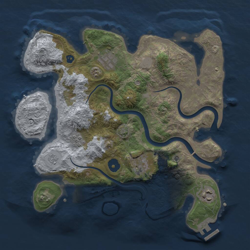 Rust Map: Procedural Map, Size: 3000, Seed: 640157, 9 Monuments