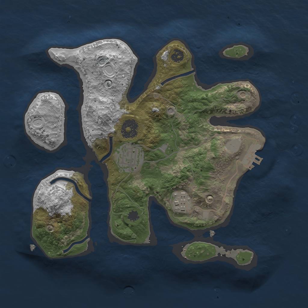 Rust Map: Procedural Map, Size: 2500, Seed: 13836, 8 Monuments