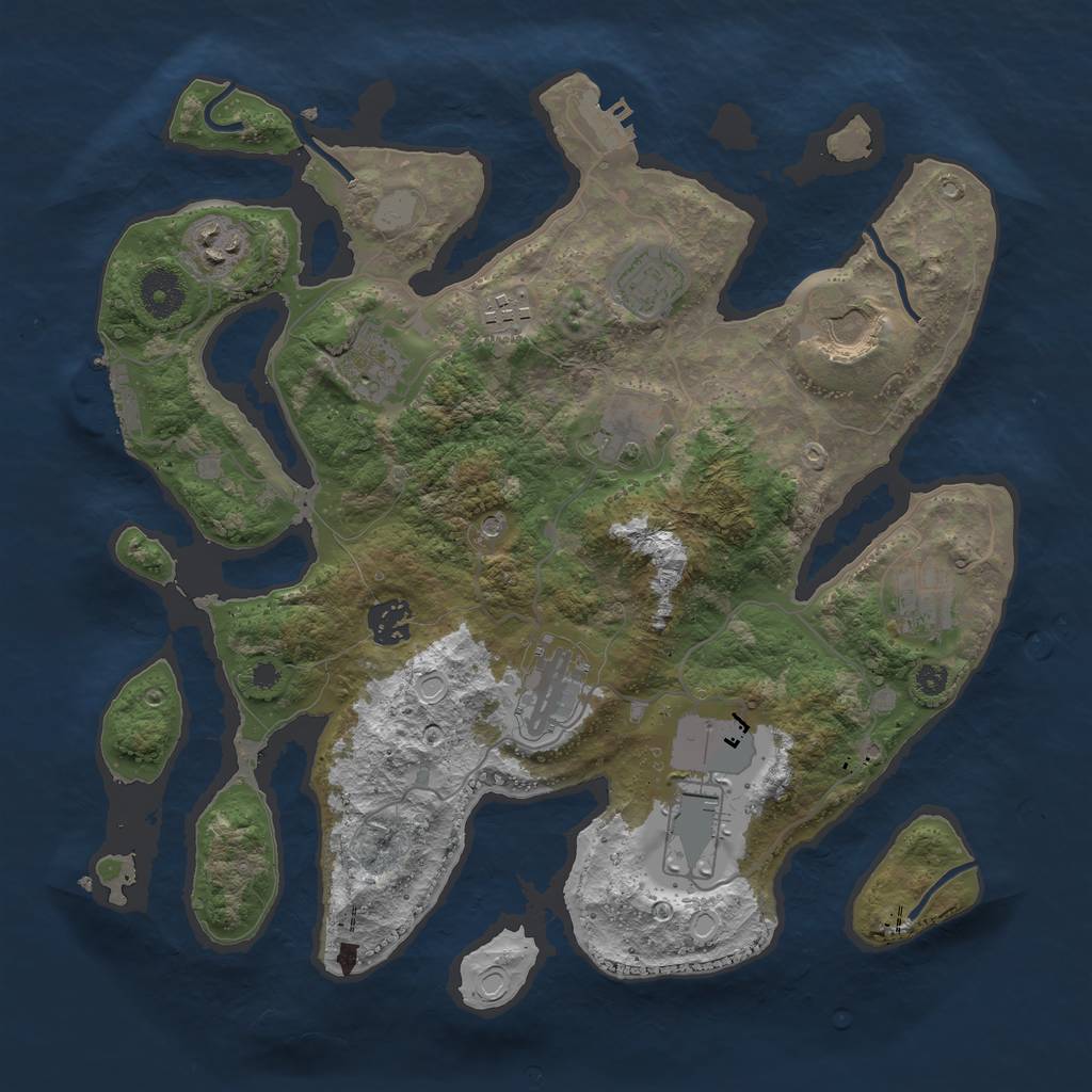 Rust Map: Procedural Map, Size: 3550, Seed: 883504, 18 Monuments