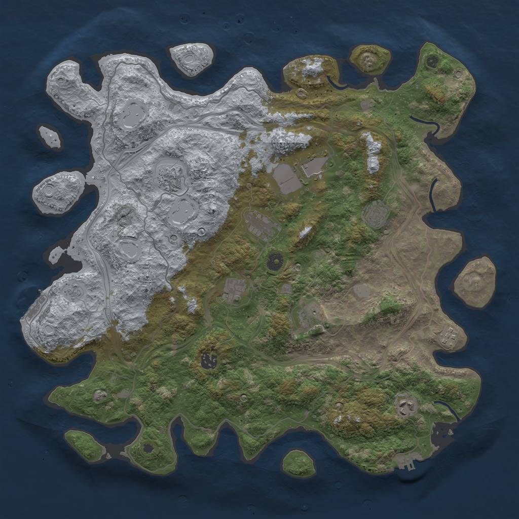 Rust Map: Procedural Map, Size: 4500, Seed: 45669934, 16 Monuments